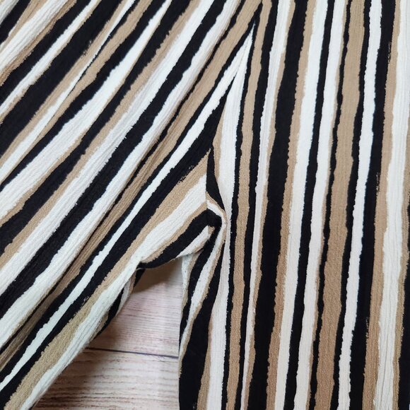 Maxine Nichols Brown Cream Wide Leg Flowy Pull On Tie Front Pants Size L (28x24) - Picture 11 of 13